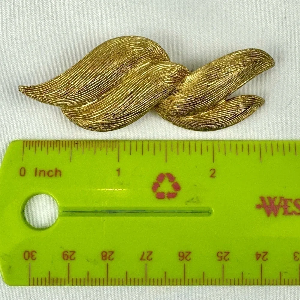 Monet Brooch Pin Vintage Signed Brushed Gold Color Costume Jewelry